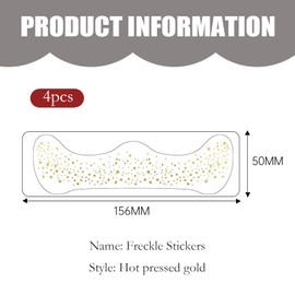 Pack of 4 Glitter Face Freckles Tattoos, Henna, Glitter Freckles, Waterproof Golden Stars and Dots Temporary Tattoos, for Festival, Foil, Face Patches, Fake Stickers, Freckle Make-Up Stickers