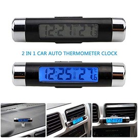 MASO Car Temperature Clock Universal Auto Dashboard Digital Clocks with Blacklight and LCD Screen Adjustable Vehicle Temperature Gauge Support 12h/24h transformation modes