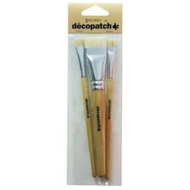 Décopatch - Ref PACKPCSOIEO - Pack of 3 Hog Hair Bristle Brushes - 2x 18cm, 1 x 20.5cm - Suitable for Use on All Surfaces, Less Brush Streaks, Easy to Clean