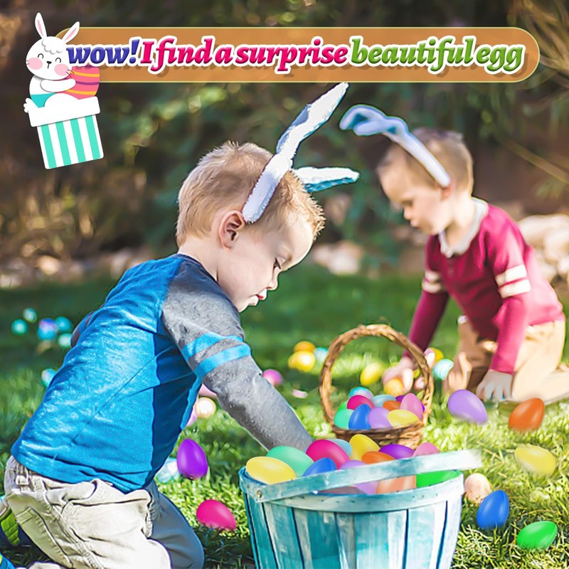 50Pcs Empty Plastic Easter Eggs - Party Decorations, Printed Shells,