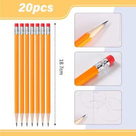 Dolaso 20 Pack 2 HB Yellow Woodcased Graphite Lead Pencil with Erasers Office School Classroom Supplies for Kids Teacher Students Drawing Sketching