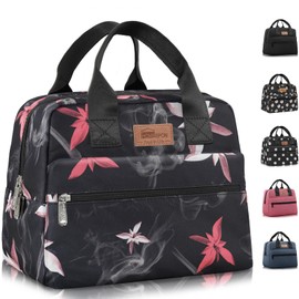 HOMESPON Lunch Bag Insulated Cooler Bag with Large Capacity and Waterproof Material Portable for Women Men Student Office Picnic (Pink Flowers)