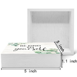 SRADMO Holz-Schild mit Aufschrift "Be Kind To Yourself", Schreibtischdekoration, positive Bestätigung, Holzkistenschild, Dekoration für Zuhause, Büro, positive Geschenke für Frauen, psychische
