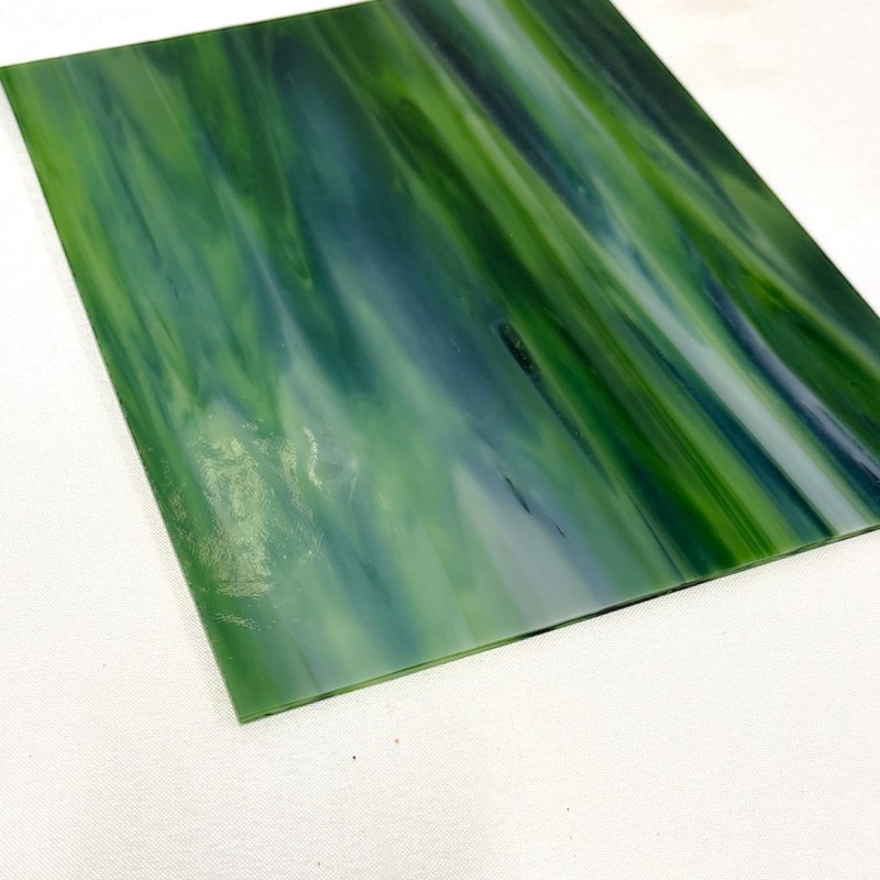 Wissmach Stained Glass Sheet: Dark Green Dense Opal (8"x12"-1 Sheet)