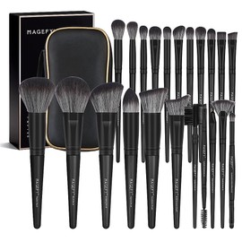 MAGEFY Brochas para Maquillaje con Estuche 22 Piezas Alta Calidad Sintético Brochas Maquillaje Sombra de Ojos en Polvo para Base de Maquillaje -Negro