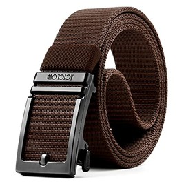 ACTCLOUD Ratchet Belts for Men, Tactical Gun Belt Nylon Web Golf Belt with Automatic Slide Buckle (S-for Waist 30"-36" (Length 45"), Brown)
