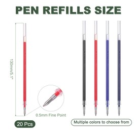 M&G Gel Pen Refills 0.5mm Fine Point, 20 Pack Quick Drying Smooth Red Gel Ink Pen Replace Refills for Retractable Pen Click, Office Study Classroom Supplies, 5.1"