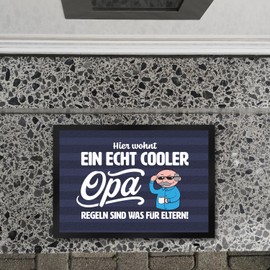 Cool Grandpa Doormat in 35 x 50 cm with Saying "Regeln sind was für Eltern ein lustiger Türmat" for the Entrance Door Father's Day Cool Door Mat Grandson Door Scraper Door Grandpa