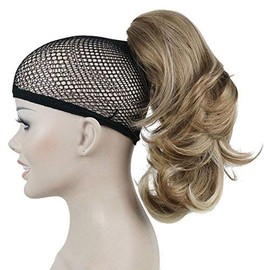 Lydell 12" Dual Use Straight Curly Styled Clip In Claw Ponytail Hair Extension Synthetic Hairpiece 125g with a jaw/claw clip (H16-613 Blonde with Highlights)
