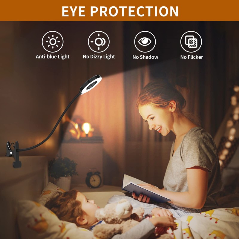 iZELL Desk Lamp, LED Reading Light with Clamp, 3 Color
