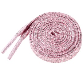 Elerevyo 1 Pair Glitter Shiny Metallic Flat Shoelaces, Colorful Sequin Sparkling Shoestrings Laces for Sneakers 120cm/47.24" Light Pink