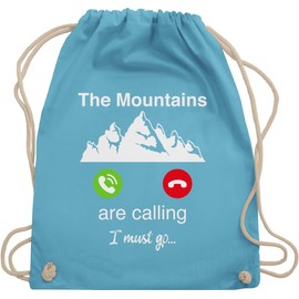 Shirtracer - Gym Bag Backpack - Snowboard, Ski and More - The Mountains are Calling I Must Go, 2 Light Blue