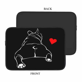 Nicokee Laptop Sleeve Bag 15.4 15.6 Inch,Cute French Bulldog Funny Dog Pet Animal Heart Black Protective Polyester Computer Cases Laptop Cover Briefcase Bag Tablet Travel Cover