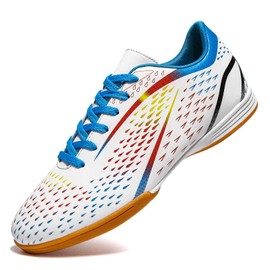 WESHIRUN Indoor Soccer Shoes Mens Futsal Shoes for Women Youth Professional Athletic Soccer Shoe White
