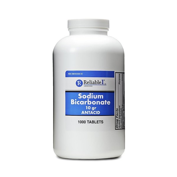 Reliable-1 Laboratories Sodium Bicarbonate Antacid Tablets Acid Reducer for Indigestion & Heartburn Relief | Bulk Antacids – 1000 Count Bottle
