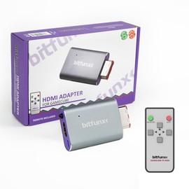 BITFUNX NGC HDMI Adapter - Supports 2X Line Doubler and Scanline Profile, Includes IR Remote Control, Plug & Play Video Game Adapter for NGC DOL-001 Console