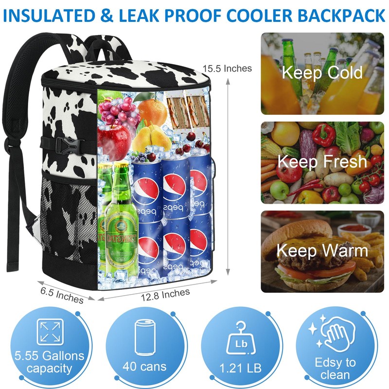 Tenot Backpack Cooler 40 Cans Cooler Backpack Insulated Waterproof Soft
