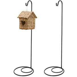 JaGely 2 Pcs Adjustable Shepherds Hook for Outdoor Heavy Duty Garden Shepherd Hook for Wind Chime Stand Hanging Plant Bird Feeder Pole Iron Hooks with Base (Elegant Style,White)