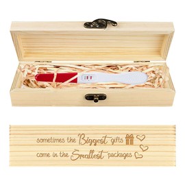 CHGCRAFT Pregnancy Announcement Gifts Wooden Pregnancy Test Keepsake Box Laser Engraving Box Surprise Announcement Gift with Raffia Ribbon for Husband Grandparents Parents 8 x 2 x 1.2 Inches