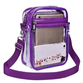 Clear Crossbody Bag Stadium Approved,Transparent Messenger Shoulder Bag for Concert, Beach, Travel &Sporting:_Purple