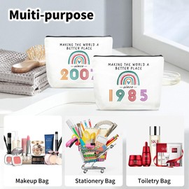 MSQ 40th Birthday Gifts for Women Makeup Bags, Sweet 40th Gifts Friendship Gift Ideas for Her Women Teens Sister Funny Cosmetic Bag Travel Toiletries Bags Since 1985 Bday Gift from Mom