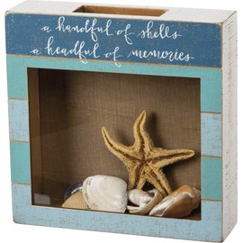 PBK A Handful of Shells A Headful of Memories Wooden Sea Shell Holder Box 10 Inch