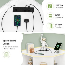 Aheaplus Corner Cabinet, White Corner Storage with USB Ports and Outlets, Corners Cube Toy Storage for Small Space, Wooden Cubby Corner Bookshelf with 9 Cubes for Bedroom, Living Room, Office, White