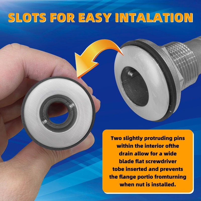 DLBEEM 2Pcs Thru Hull Fittings for Boats, Stainless Steel Barbed