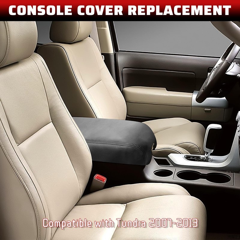 QianBao DIY Leather Center Console Cover Replacement for Toyota Tundra