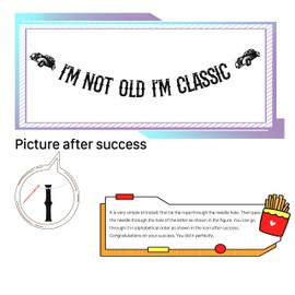 I'm Not Old I'm Classic Banner,Classic Vintage Car Birthday Decor,Funny 30th/40th/50th/60th Birthday Party Decoration Supplies Black