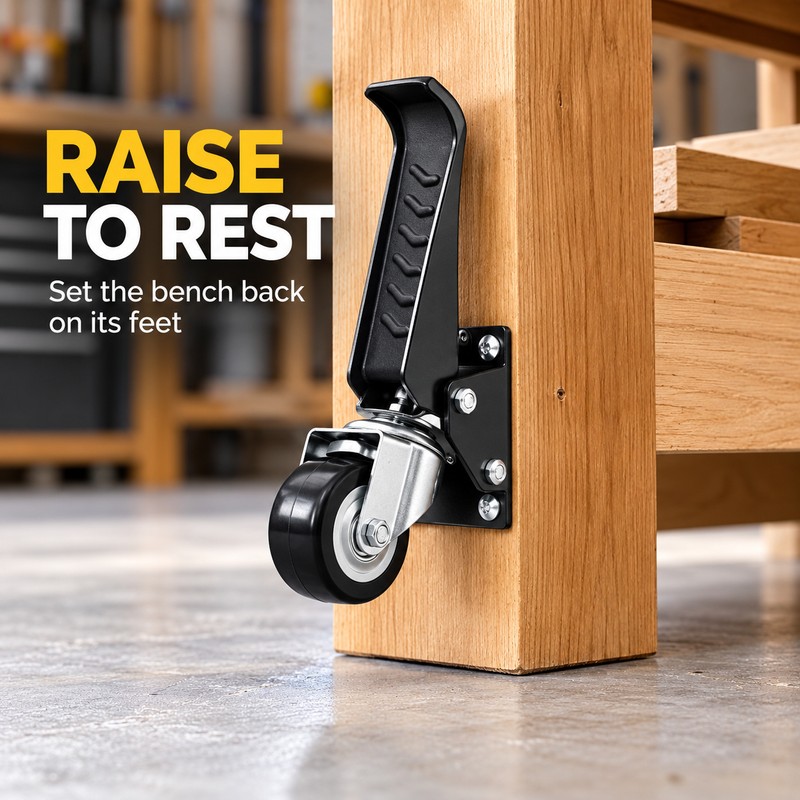 4 Pack 2.5 Inch Retractable Workbench Casters, 360° Swivel Liftable