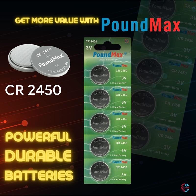 PoundMax CR 2450 Batteries 3v Lithium Button Cell Battery Combo
