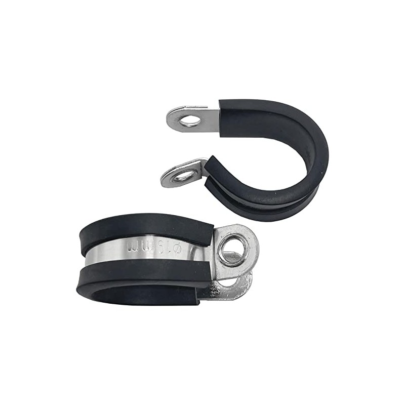 Lumonic 10 x 19 mm pipe clamps with rubber insert,