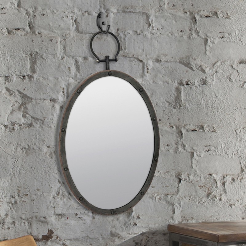 Stonebriar 24.6" x 14" Oval Bronze Metal Wall Mirror with