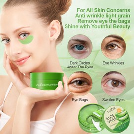 Eye Pads, 60 Pieces Eye Pads with Aloe Vera, Remove Dark Circles, Hyaluronic Acid Collagen Eye Pads Against Dark Circles, Eye Bags, Wrinkles, Puffiness, Dark Circles & Puffiness Gift Set for Women