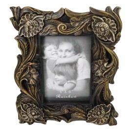 Ebros Gift Rustic Western Carved Floral Scrollwork Faux Wooden Picture Photo Frame with Easel Back Or Wall Hanger Cowboy Cabin Lodge Farm House Accent
