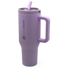 HYDRO HOMIE The Nomad 40oz Tumbler with Flip Straw Lid and Rubber Base – Travel Car Cup Holder Friendly, 100% Leak Resistant - Lucky Lilac