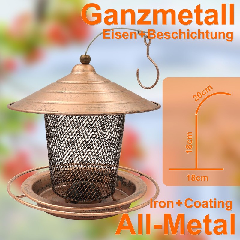 Zeqeey Metal Bird Feeder Hanging Bird Feeder for Birds Bird