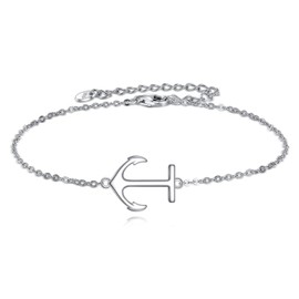 POPLYKE Anchor Anklet for Women 925 Sterling Silver Anklet Bracelets for Women Ankle Bracelets Women's Anklet