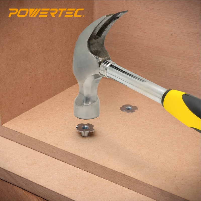 POWERTEC 1/4-20 T Nuts, 50 Pcs | 4 Pronged Tee