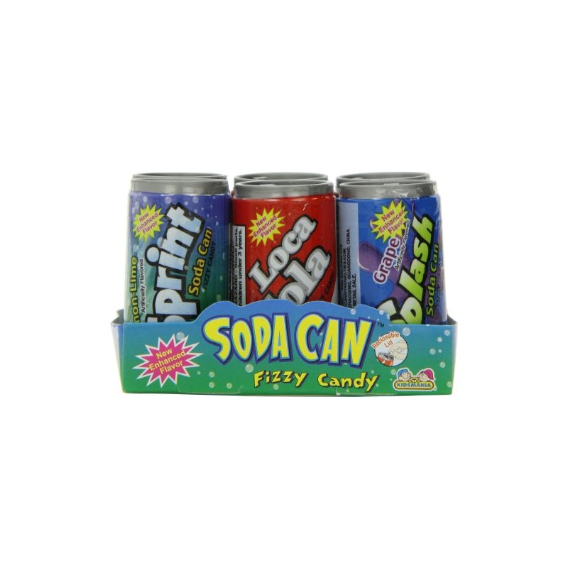 Kidsmania Soda Can Fizzy Candy, 1.47-Ounce Cans (Pack of 12)