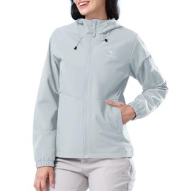 CAMELSPORTS Women's Rain Jacket Lightweight Windbreaker Hooded Raincoat Windproof Coat Shell for Outdoor Hiking