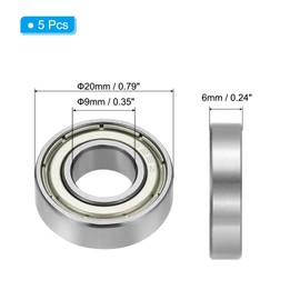 PATIKIL 0.24" x 0.79" x 0.35" 699ZZ Deep Groove Ball Bearing 5 Pack Double Shield Bearings Pulley Bearing Wheel Skateboard Bearings
