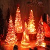 Soaoo 5 Pcs Mercury Glass Christmas Tree with LED Lights