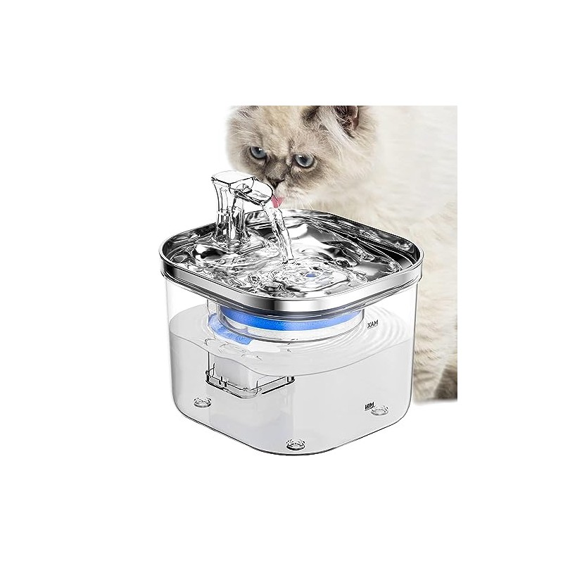 JIJO Bebedero para Gato, 304 Acero Inoxidable Fuente para Gato,
