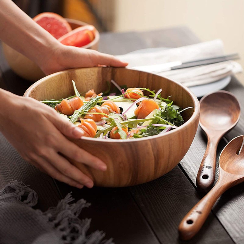 LUXIS DESIGNS Acacia Wave Serving Bowl for Fruits or Salads,