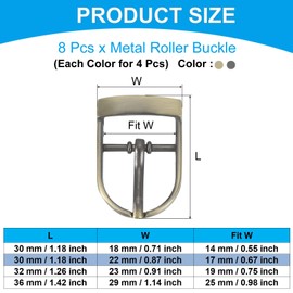 PATIKIL Single Prong Belt Buckle 1", 8 Pcs Metal Roller Buckle Oval Center Bar Buckles for Belt Purse Making Leather Hardware, Brown/Black