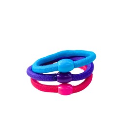 Soft Elastic Hair Ties with Beads, 3-Pack Sets in Pastel, Bright, and Warm Colors (Multicolor-2)