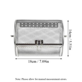Tower Air Fryer Basket, 360° Rotating Rolling Grill Cage Stainless Steel Round Tumble Rotisserie Oven Drum for Peanut Nuts BBQ Walnut - 18 x 14CM
