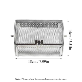 Tower Air Fryer Basket, 360° Rotating Rolling Grill Cage Stainless Steel Round Tumble Rotisserie Oven Drum for Peanut Nuts BBQ Walnut - 18 x 14CM